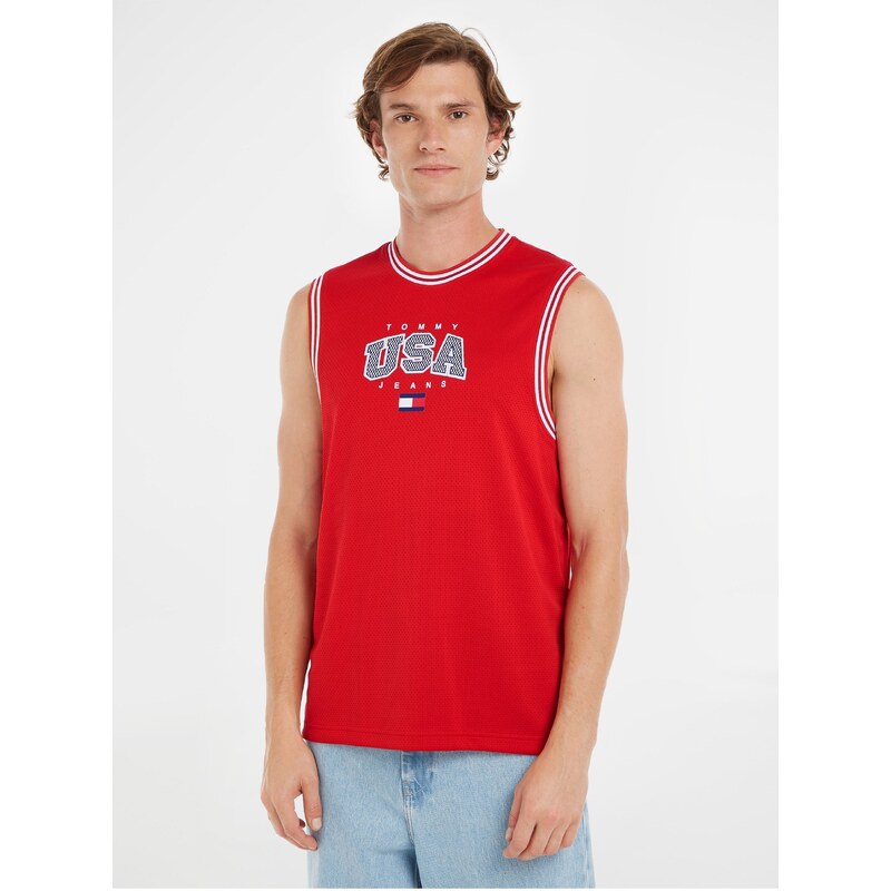 Tommy Hilfiger Červené pánské tílko Tommy Jeans Modern Sport Tank - Pánské