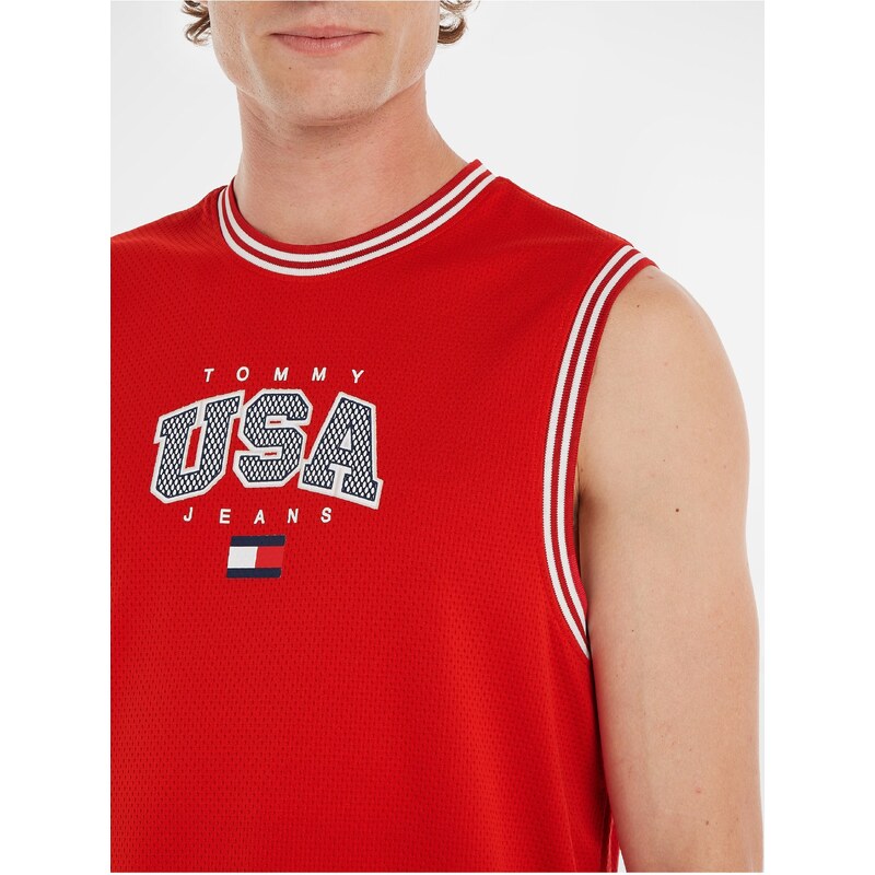 Tommy Hilfiger Červené pánské tílko Tommy Jeans Modern Sport Tank - Pánské