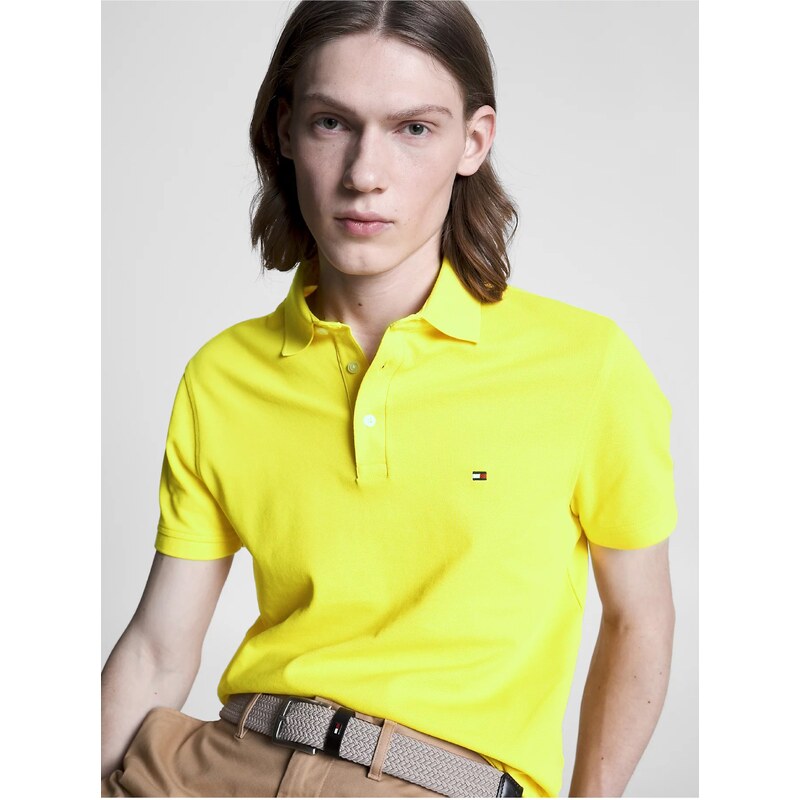 Žluté pánské polo tričko Tommy Hilfiger 1985 Slim Polo - Pánské