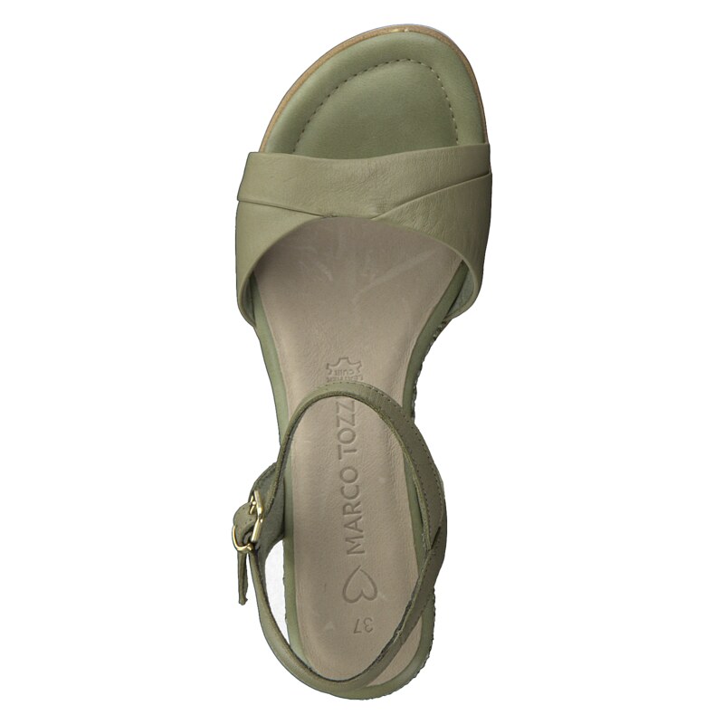Módní sandály na klínku Marco Tozzi 2-2-28700-20 zelená