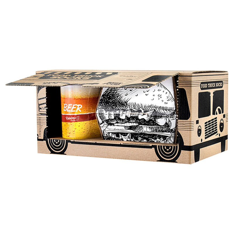 Kesi Sada Food Truck Socks Box Beer Burger 3 páry