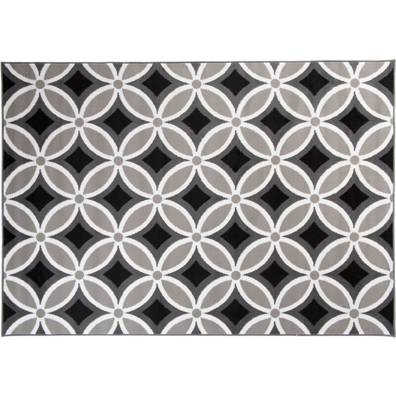 Chemex Kusový koberec Maya - geometrické tvary 3 - šedý/černý Rozměr koberce: 80x150 cm