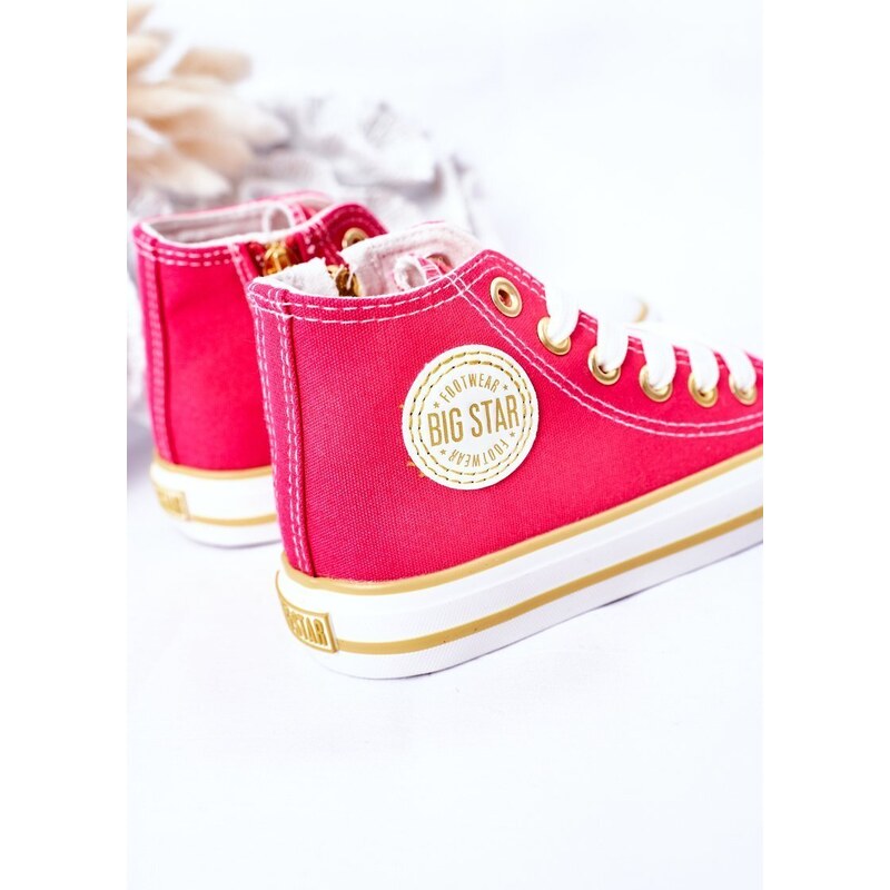 BIG STAR SHOES Children's High Sneakers With A Zipper BIG STAR HH374137 Pink
