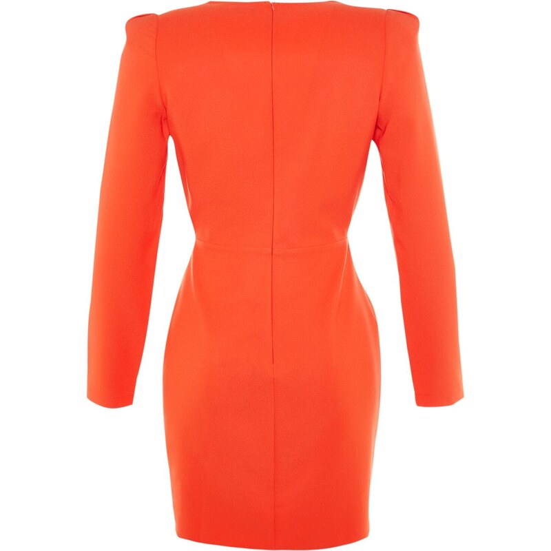 Limitovaná edice Trendyol Oranžové nabírané tkané šaty
