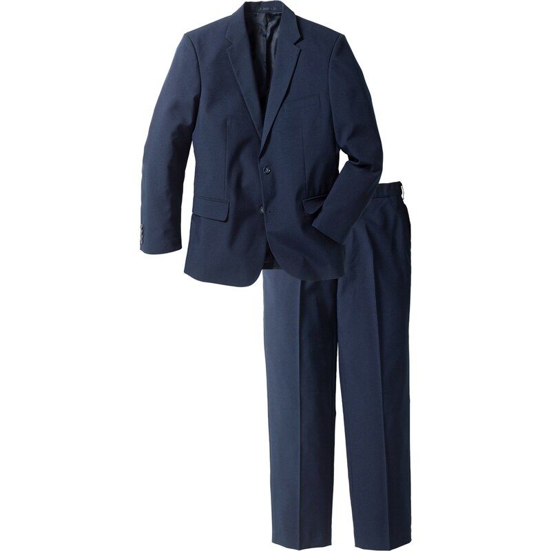 bonprix Oblek z recyklovaného polyesteru (2dílná souprava): sako a kalhoty Modrá
