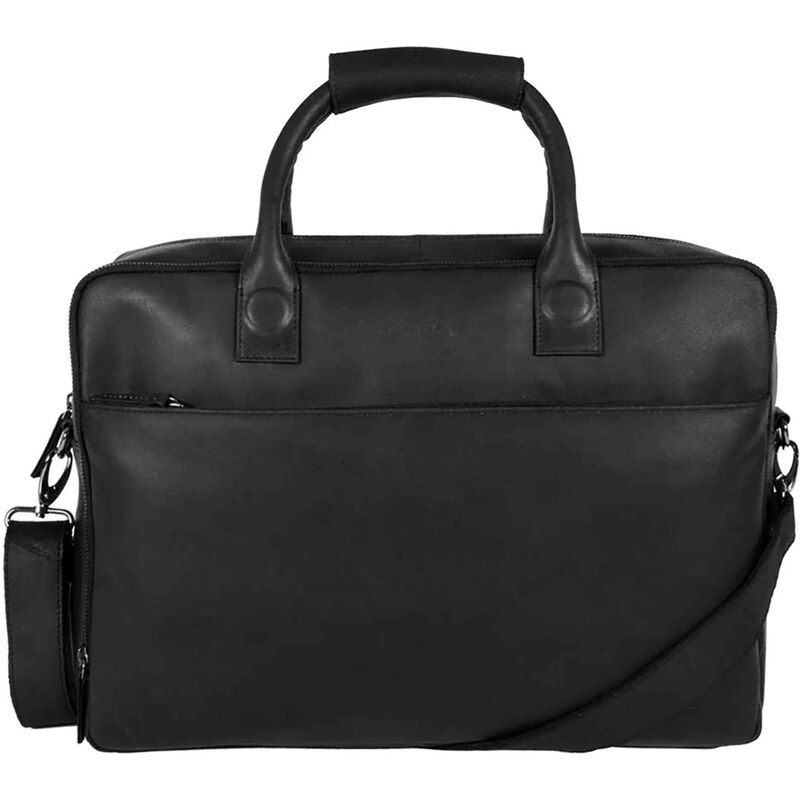 Pánská kožená taška na notebook DSTRCT Karl - černá