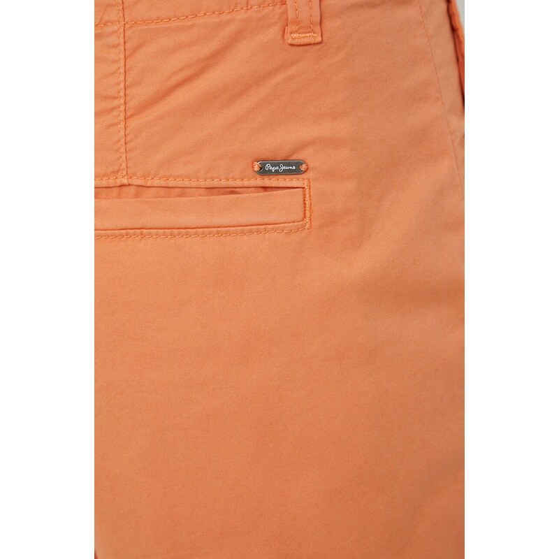 Kraťasy Pepe Jeans Junie dámské, oranžová barva, hladké, high waist