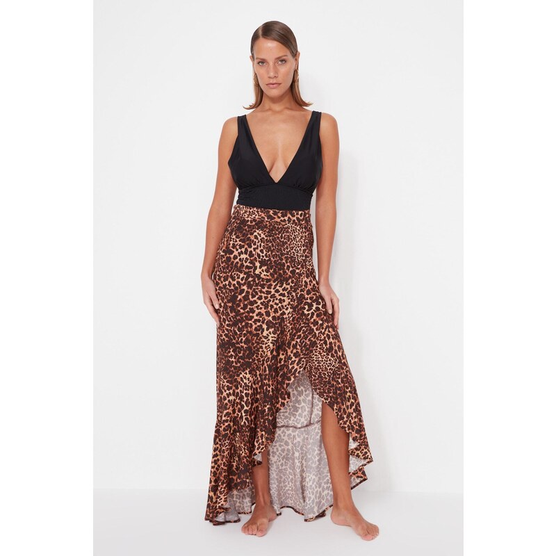 Trendyol Animal Patterned Maxi Ruffled Skirt