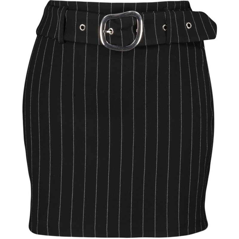 Trendyol Weave Sparkly Striped Skirt With Black Belt