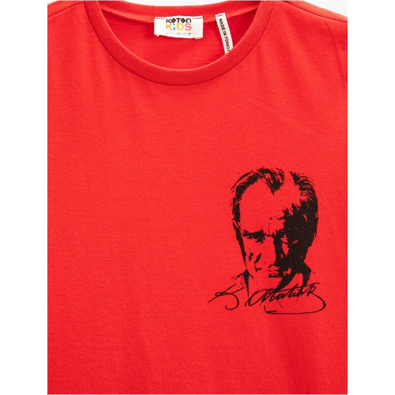 Koton Atatürk Printed T-Shirt Short Sleeved Crew Neck Cotton