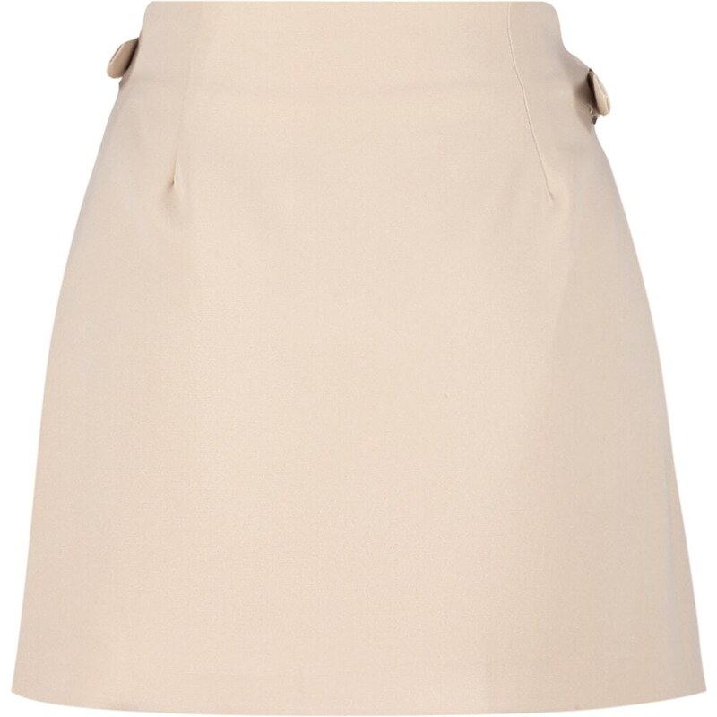 Trendyol Beige Belt Mini Weave Double Breasted Skirt