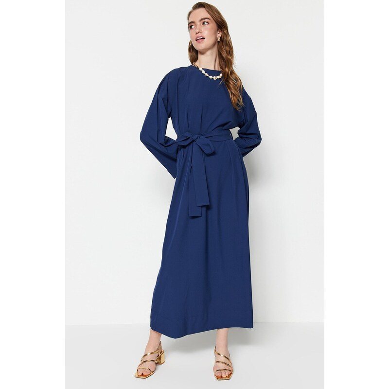 Trendyol Navy Blue Waist Belted Parachute Fabric Wide Pattern