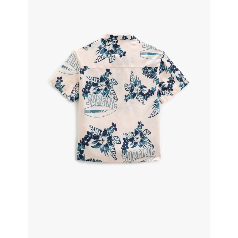 Koton Floral Short Sleeve Shirt with One Pocket Detailed