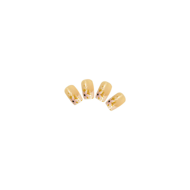 LightInTheBox 24PCS Transparent Gold Flower Full Cover Nail Tips