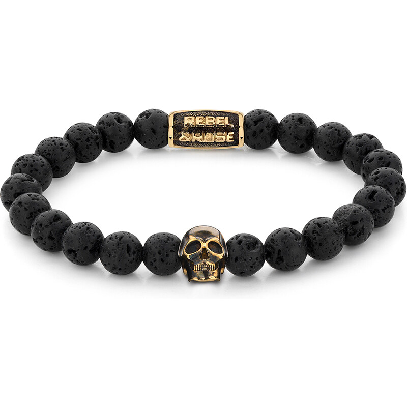 Rebel & Rose RR-SK002-G-L Mens náramek - Skull Black Moon