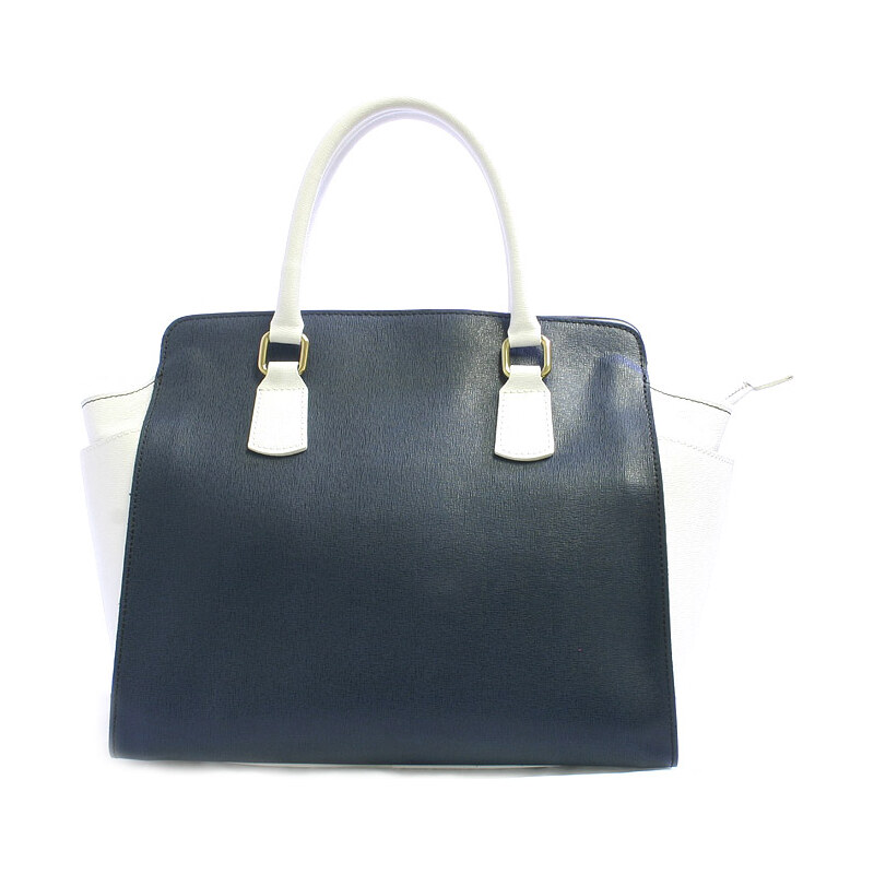 Modro-bílá kožená kabelka ItalY 10001 modrá