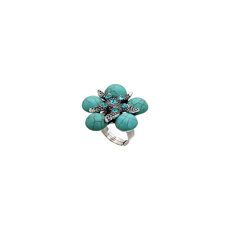 LightInTheBox Turquoise Rhinestone Adjustable Flower Ring