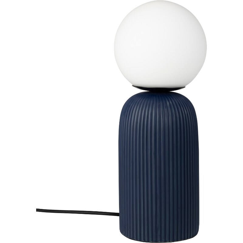 Bílá skleněná stolní lampa ZUIVER DASH s modrou keramickou podstavou