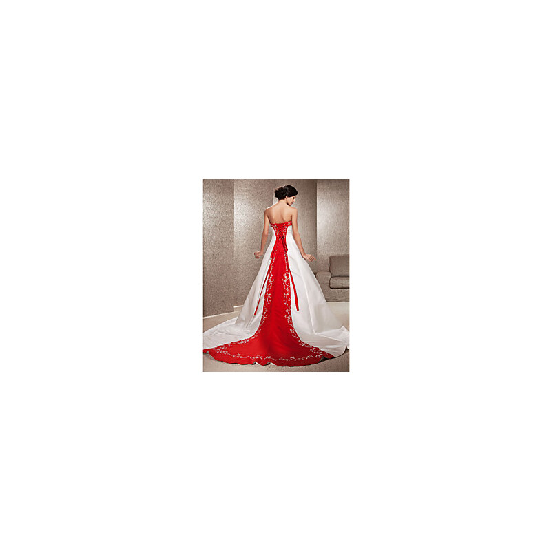 LightInTheBox A-line Strapless Satin Chapel Train Wedding Dress