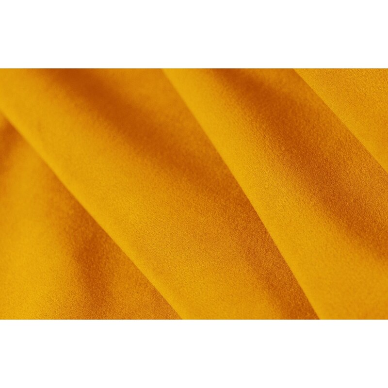 Hořčicově žlutá sametová rohová pohovka MICADONI Kendal 256 cm, levá