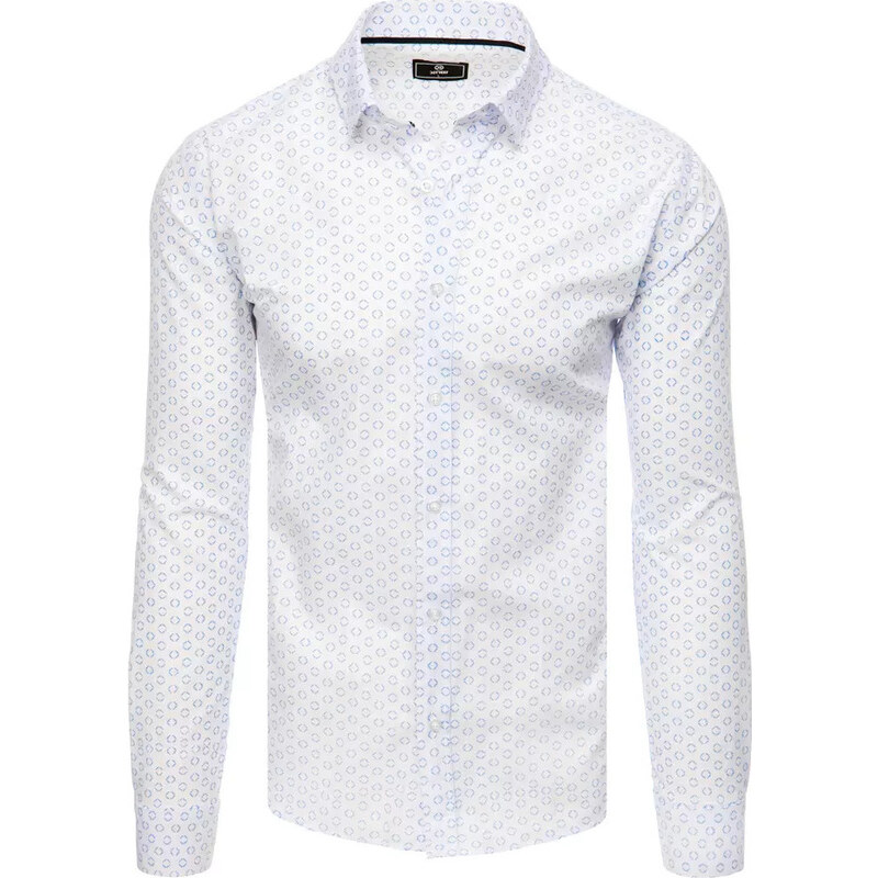 BASIC Bílá pánská košile se vzorem Bílá