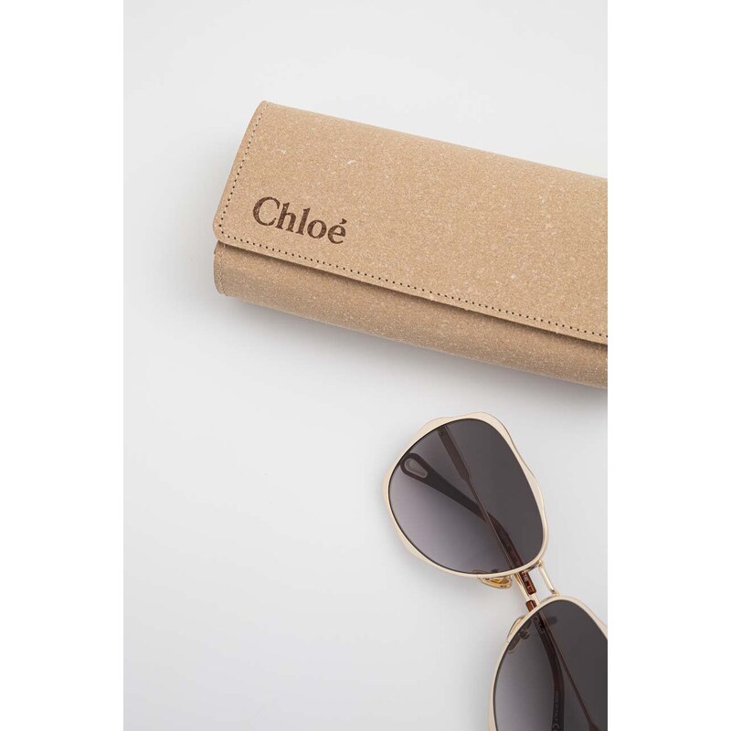 Sluneční brýle Chloé CH0183S dámské, zlatá barva