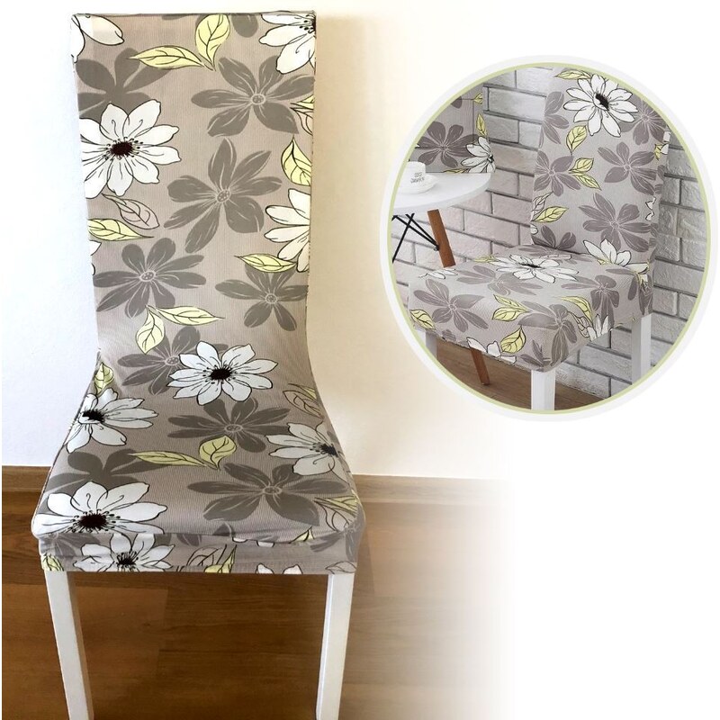 Potah na židli - šedé květy