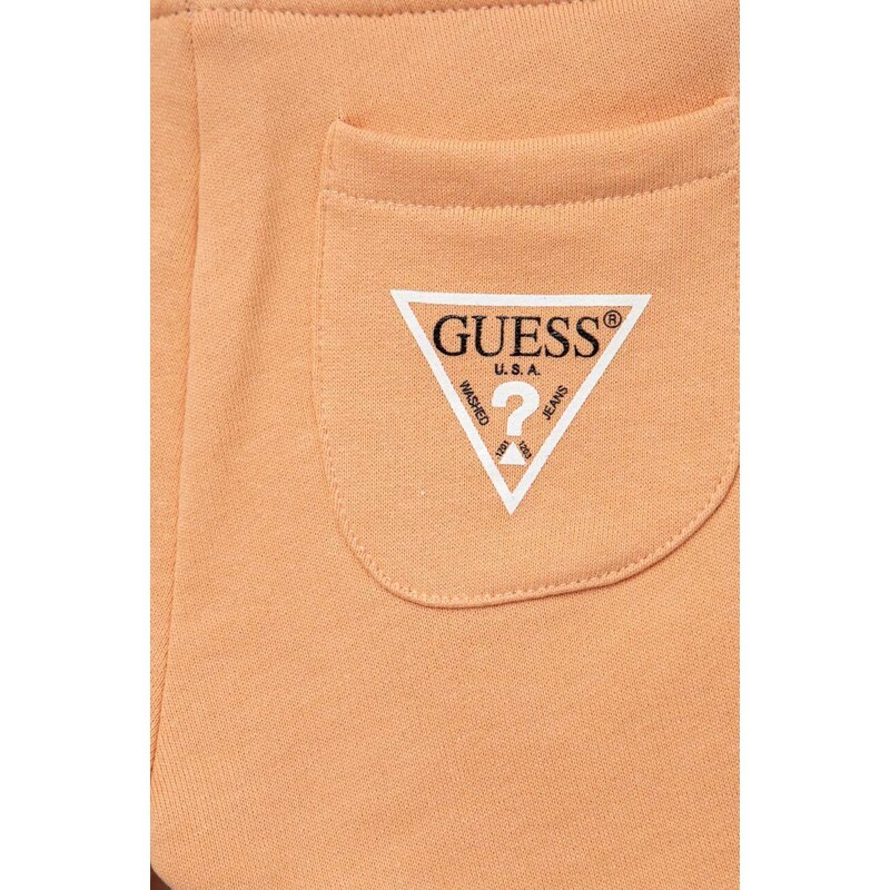 Dětské bavlněné šortky Guess oranžová barva, nastavitelný pas