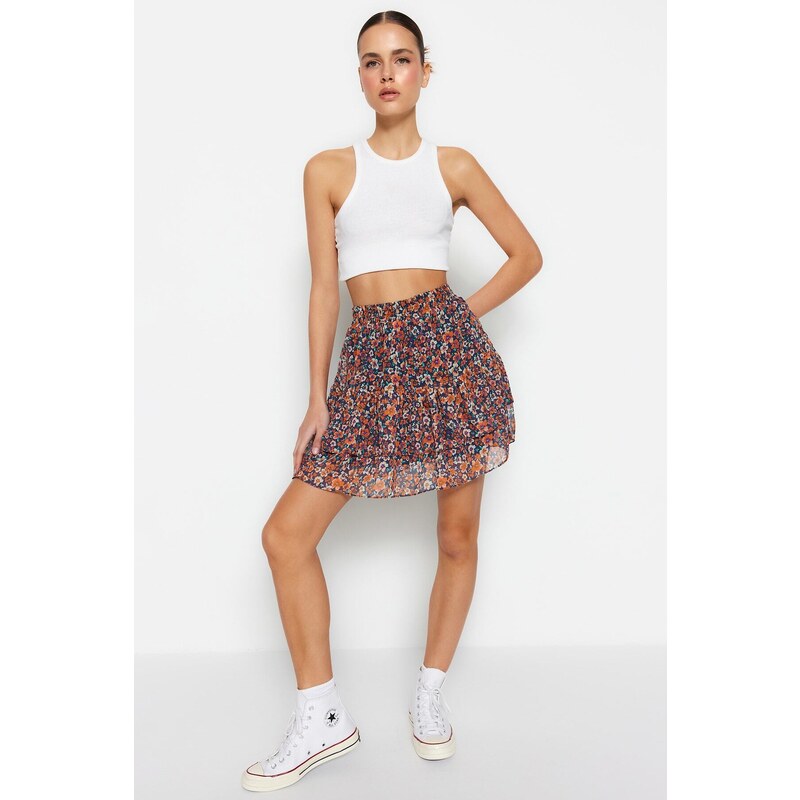 Trendyol Multi Color Lined Flounce Chiffon Mini Woven Skirt