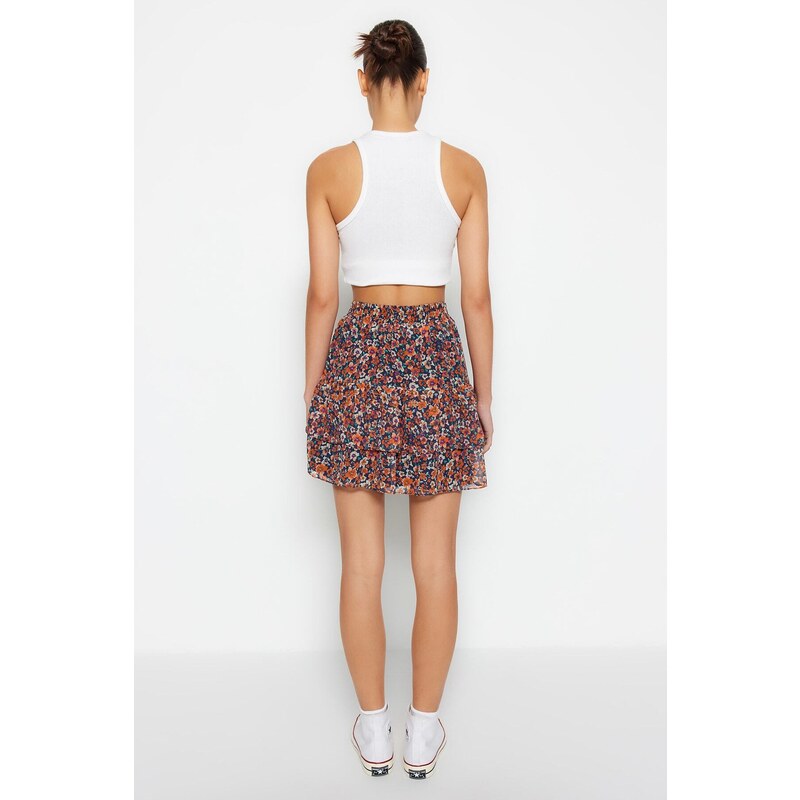 Trendyol Multi Color Lined Flounce Chiffon Mini Woven Skirt