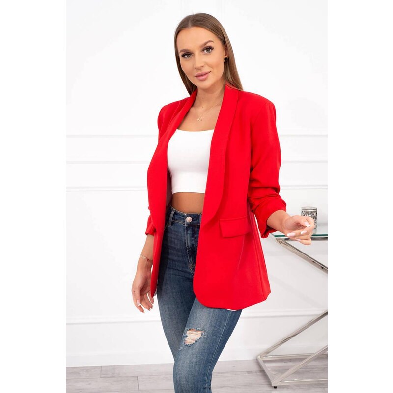 MladaModa Elegantní sako s nařasenými rukávy model 9709 červené 80674309