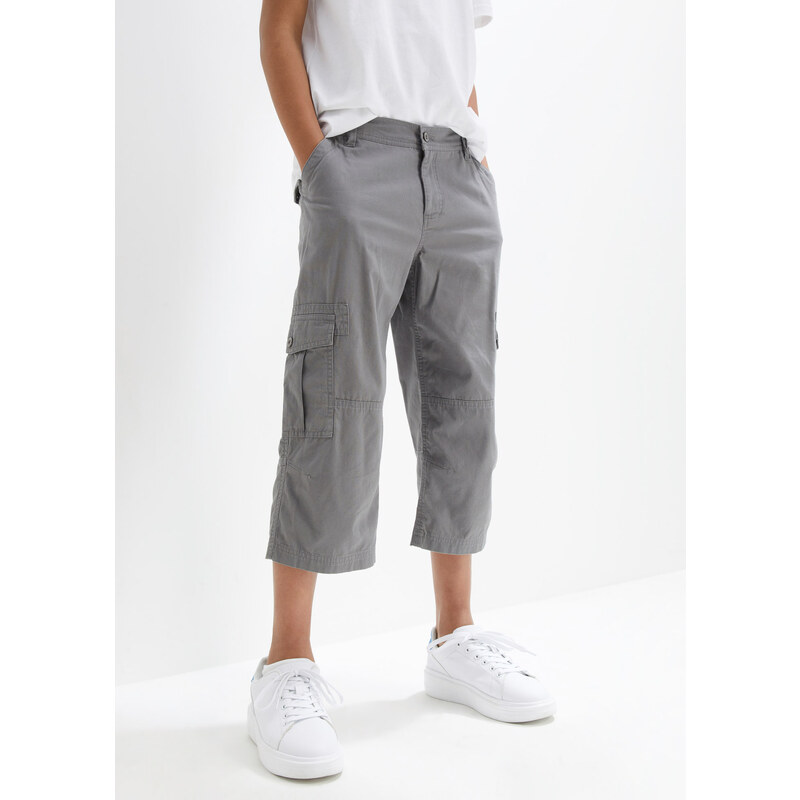 bonprix 3/4 kalhoty z čisté bavlny, Loose Fit šedá Chlapci 106862820
