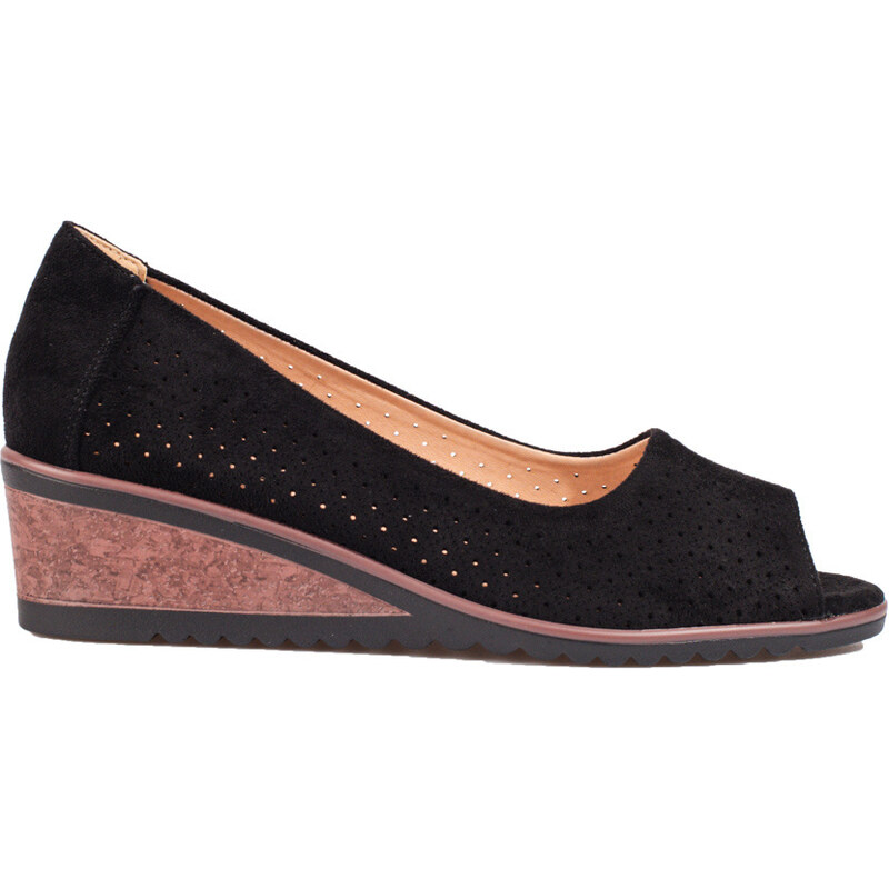 W. POTOCKI Openwork suede women's wedge pumps Potocki black