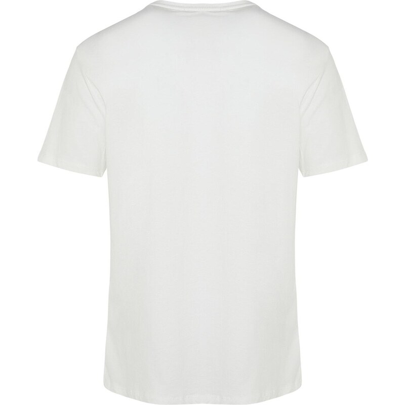 Trendyol Ecru Normální/Normální Střih 100% bavlna Minimální text Tričko s potiskem