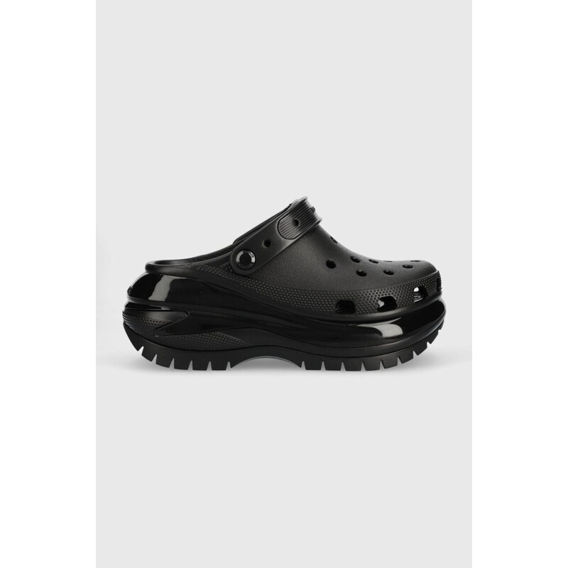 Pantofle Crocs Classic Mega Crush Clog dámské, černá barva, na platformě, 207988