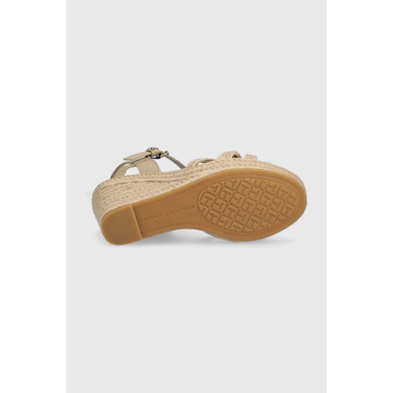 Sandály Tommy Hilfiger ESSENTIAL BASIC WEDGE SANDAL dámské, béžová barva, na klínku, FW0FW07220