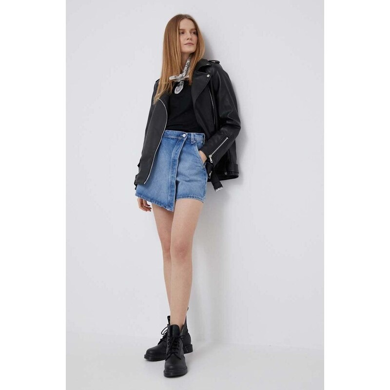 Džínové šortky Pepe Jeans Tammy dámské, hladké, high waist