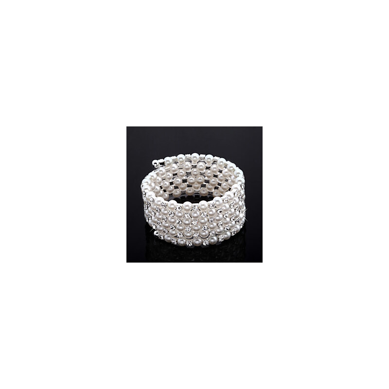 LightInTheBox Exquisite Ladies' Rhinestone Strand/Tennis Bracelet In White Pearl