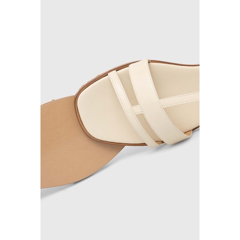 Kožené sandály Twinset dámské, béžová barva, 231TCT164