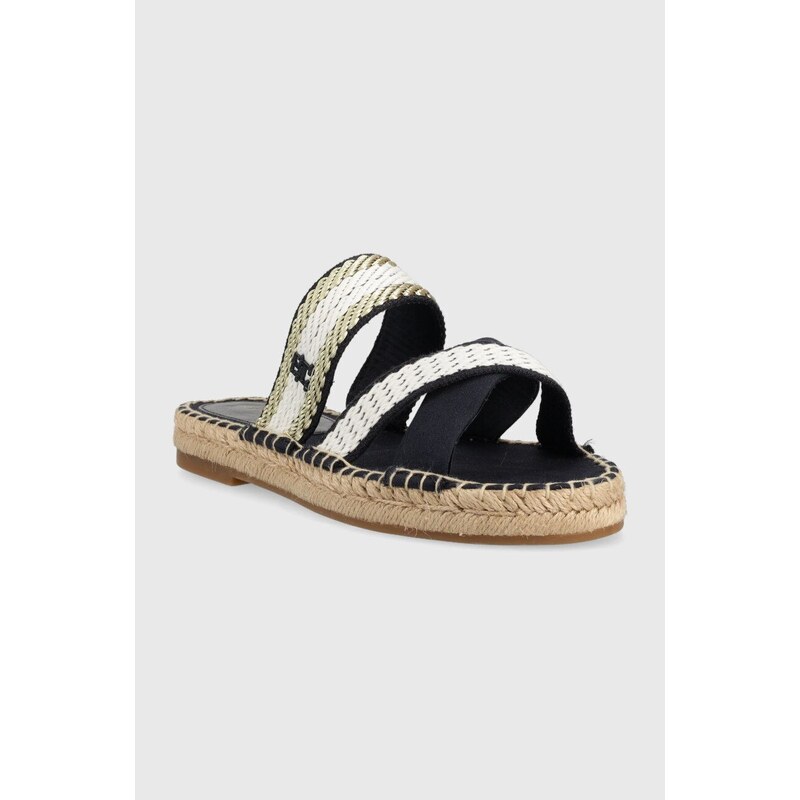 Pantofle Tommy Hilfiger GOLDEN WEBBING SANDAL dámské, tmavomodrá barva, FW0FW07096