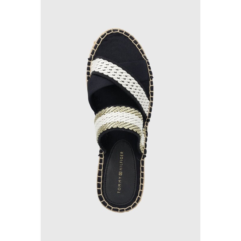 Pantofle Tommy Hilfiger GOLDEN WEBBING SANDAL dámské, tmavomodrá barva, FW0FW07096