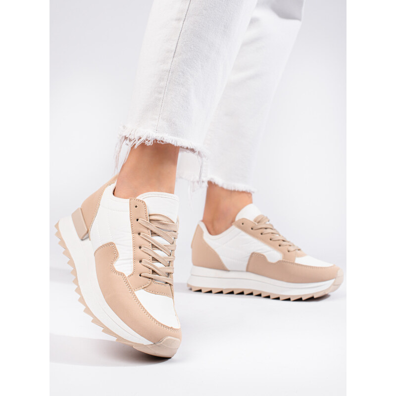 W. POTOCKI Women's thick-soled sneakers beige Potocki