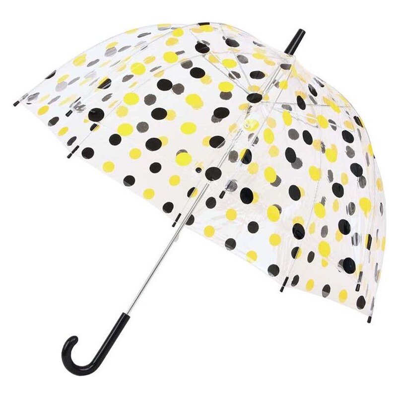 Průhledný deštník s černo-žlutými puntíky Lindy Lou Hannah