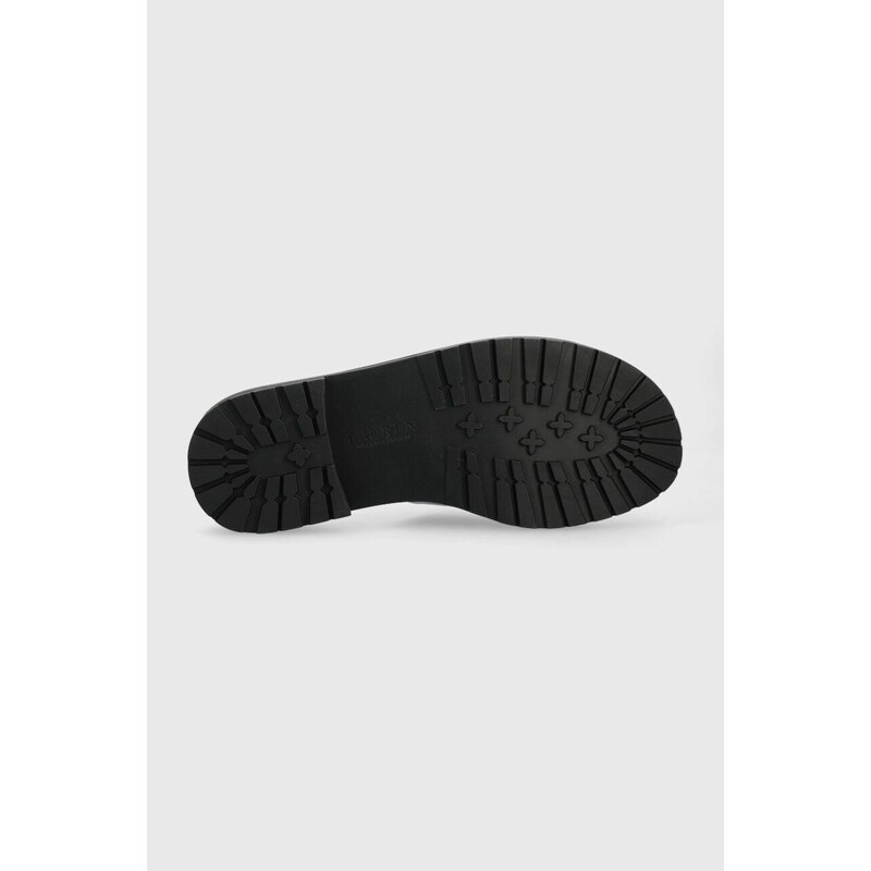 Kožené pantofle Lauren Ralph Lauren Kelsie dámské, černá barva, 802904252001