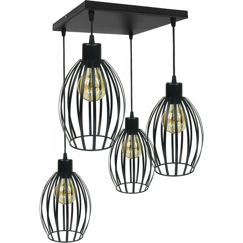 Light for home - Závěsné svítidlo 7001/PK4LCZ FIORDA, 4xE27/60W, černá struktura, 4xE27/60W, Černá