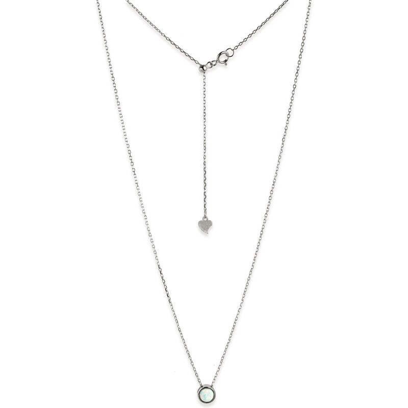 SilveAmo Stříbrný náhrdelník Kapka bleděmodrého opálu