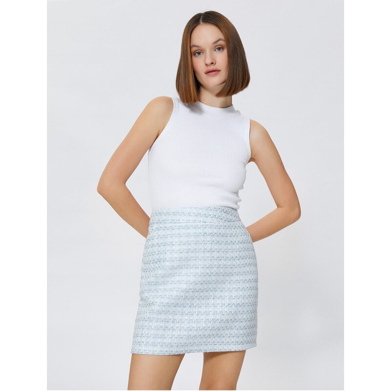 Koton Tweed Mini Skirt with Pockets