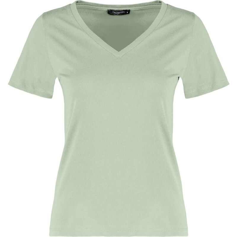 Trendyol Pink-Mint 100% Cotton 2-Pack Basic V-Neck Knitted T-Shirt