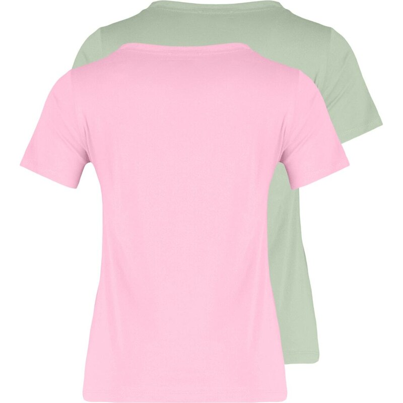 Trendyol Pink-Mint 100% Cotton 2-Pack Basic V-Neck Knitted T-Shirt