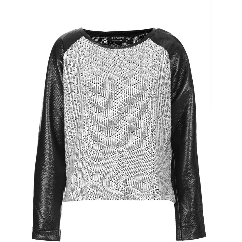 Topshop Foil Sleeve Textured Sweat